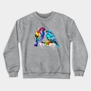 Birds Couple Colourful Art | Watercolor Painting of the Birds Crewneck Sweatshirt